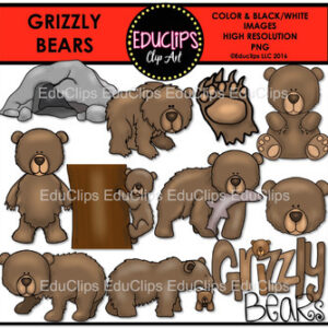 Grizzly Bears Clip Art Bundle {Educlips Clipart}