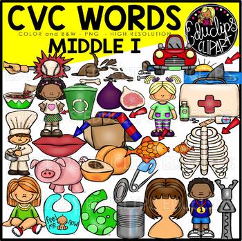 CVC Middle i Words Clip Art Bundle {Educlips Clipart}