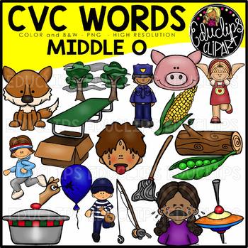 CVC Middle o Words Clip Art Bundle {Educlips Clipart}