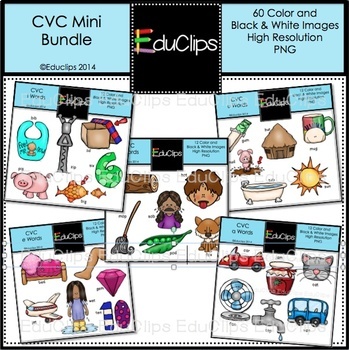 CVC Mini Clip Art Bundle {Educlips Clipart}