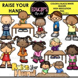 Raise Your Hand Clip Art Bundle {Educlips Clipart}