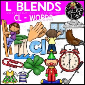 L Blends CL Words Clip Art Bundle {Educlips Clipart}