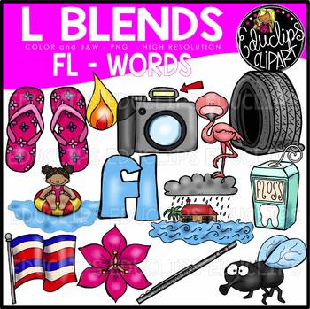 L Blends FL Words Clip Art Bundle {Educlips Clipart}
