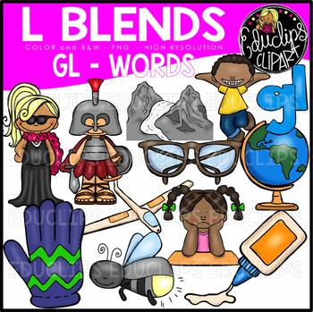 L Blends GL Words Clip Art Bundle {Educlips Clipart}