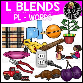 L Blends PL Words Clip Art Bundle {Educlips Clipart}