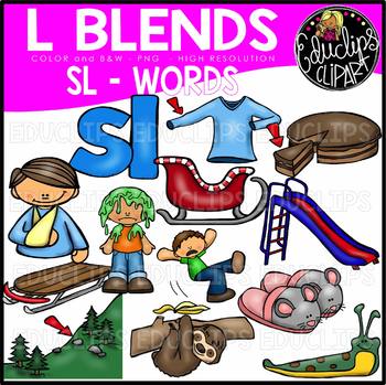L Blends SL Words Clip Art Bundle {Educlips Clipart}