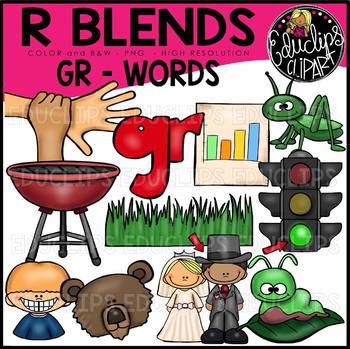 R Blends GR Words Clip Art Bundle {Educlips Clipart}