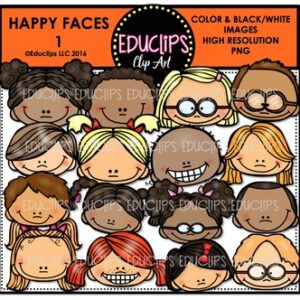 Happy faces Clip Art Bundle {Educlips Clipart}