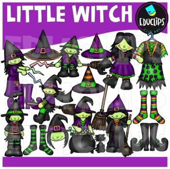 Little Witch Clip Art Set {Educlips Clipart}