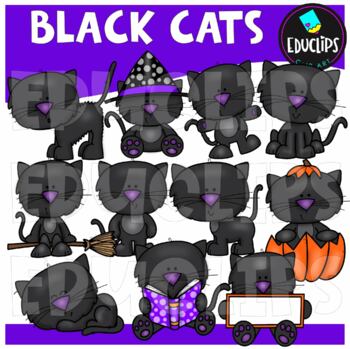 Black Cats Clip Art Set {Educlips Clipart}