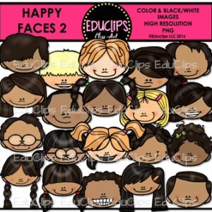 Happy Faces 2 Clip Art Bundle {Educlips Clipart}