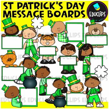 St Patrick's Day Message Boards Clip Art Set {Educlips Clipart}