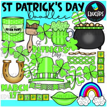 St Patrick's Day Doodles Clip Art Set {Educlips Clipart}