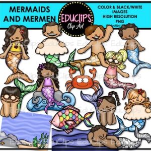 Mermaids and Mermen Clip Art Bundle {Educlips Clipart}