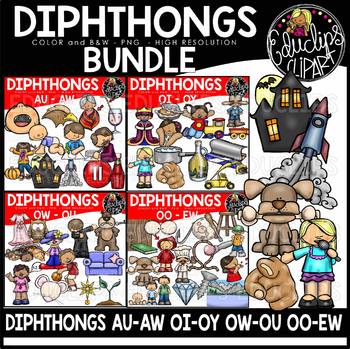 Diphthongs Clip Art Mega Bundle {Educlips Clipart}