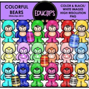 Colorful Bears Clip Art Bundle {Educlips Clipart}