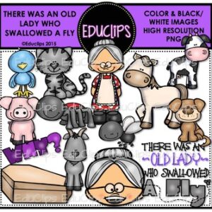 There Was An Old Lady Who Swallowed A Fly Clip Art Bundle {Educlips Clipart}