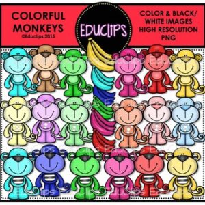 Colorful Monkeys Clip Art Bundle {Educlips Clipart}