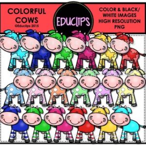 Colorful Cows Clip Art Bundle {Educlips Clipart}
