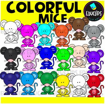 Colorful Mice Clip Art Set {Educlips Clipart}