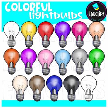 Colorful Light Bulbs Clip Art Set {Educlips Clipart}