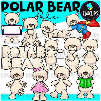 Polar Bear Pals Clip Art Set {Educlips Clipart}