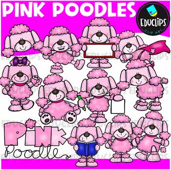 Pink Poodle Clip Art Set {Educlips Clipart}