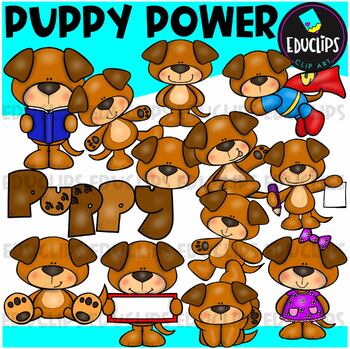 Puppy Power Clip Art Set {Educlips Clipart}