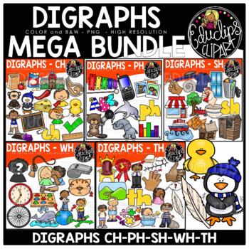 Digraphs Clip Art Mega Bundle {Educlips Clipart}