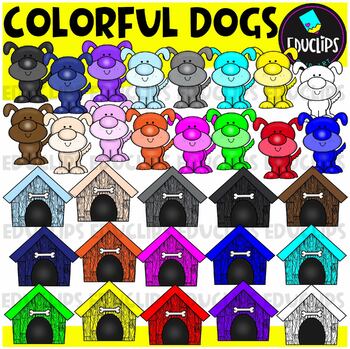 Colorful Dogs Clip Art Set {Educlips Clipart}