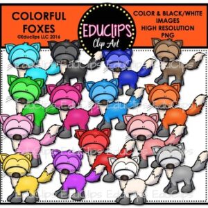 Colorful Foxes Clip Art Bundle {Educlips Clipart}