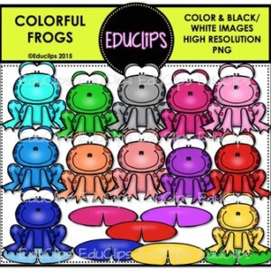 Colorful Frogs Clip Art Bundle {Educlips Clipart}