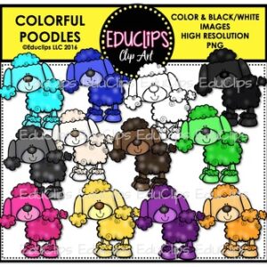 Colorful Poodles Clip Art Bundle {Educlips Clipart}
