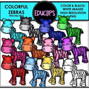 Colorful Zebras Clip Art Bundle {Educlips Clipart}