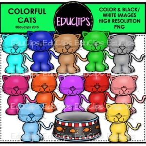 Colorful Cats Clip Art Bundle {Educlips Clipart}
