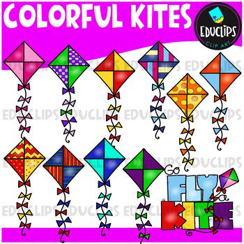 Colorful Kites Clip Art Set {Educlips Clipart}