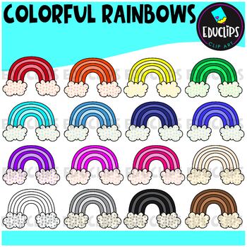 Colorful Rainbows Clip Art Set {Educlips Clipart}