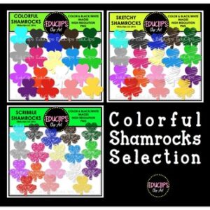 Colorful Shamrocks Clip Art Selection {Educlips Clipart}