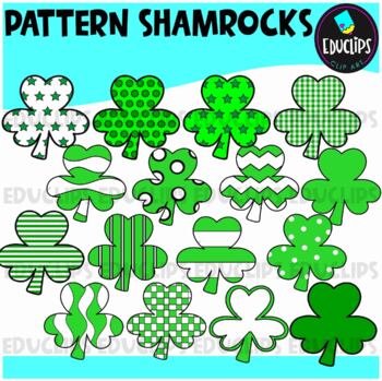 Pattern Shamrocks Clip Art Set {Educlips Clipart}
