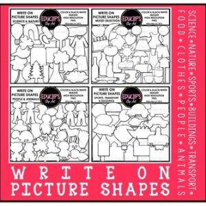 Write On Picture Shape Templates Clip Art Bundle {Educlips Clipart}