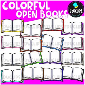 Colorful Open Books Clip Art Set {Educlips Clipart}