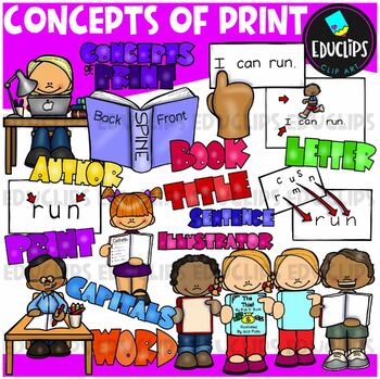 Concepts of Print Clip Art Set {Educlips Clipart}