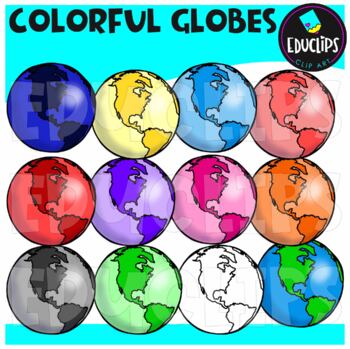 Colorful Globes Clip Art Set {Educlips Clipart}
