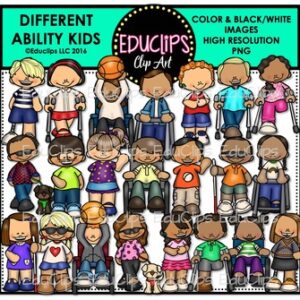 Different Ability Kids Clip Art Bundle {Educlips Clipart}