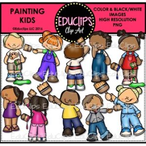 Painting Kids Clip Art Bundle {Educlips Clipart}