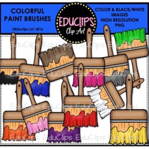 Colorful Paintbrushes Clip Art Bundle {Educlips Clipart}
