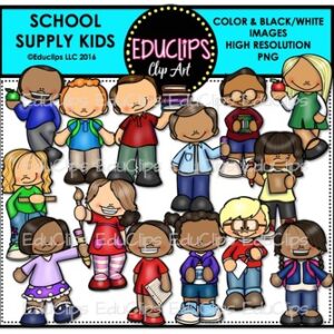 School Supply Kids Clip Art Bundle {Educlips Clipart}