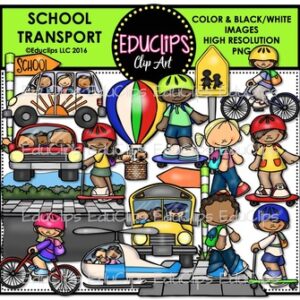 School Transport Clip Art Bundle {Educlips Clipart}