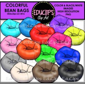 Colorful Bean Bags Clip Art Bundle {Educlips Clipart}