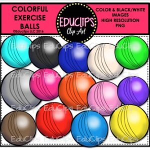 Colorful Exercise Balls Clip Art Bundle {Educlips Clipart}